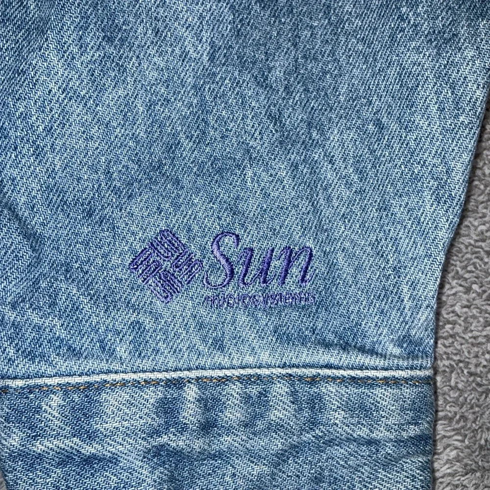 Vintage Denim Jacket L JAVA Oracle Embossed Sun Microsystems‎ Rare Made In USA